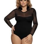 Black Sheer Long Sleeve Teddy