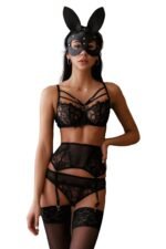 Black Lace Open Back Strappy Gartered Bodystocking by My Secret Drawer® espressoblues.com 30