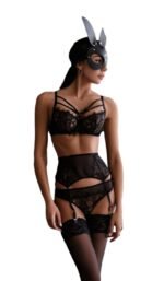 Black Lace Open Back Strappy Gartered Bodystocking by My Secret Drawer® espressoblues.com 31