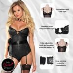 Black Satin Floral Soft Lace Apron Chemise With Thong by My Secret Drawer® espressoblues.com 47