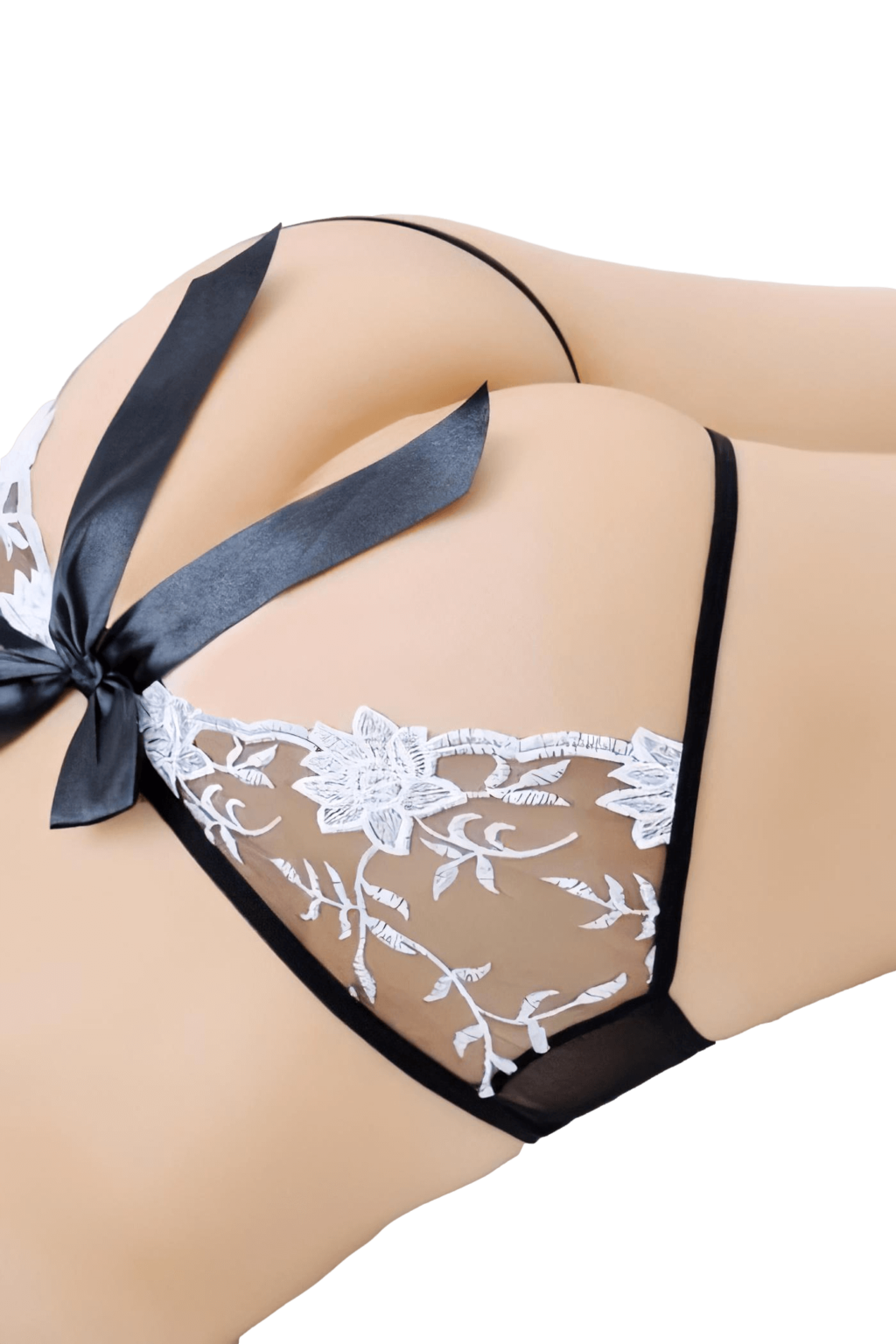 Black Lace Three-Quarter Length Open Weave Body Stocking by My Secret Drawer® espressoblues.com