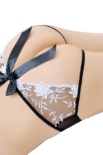 Black Lace Three-Quarter Length Open Weave Body Stocking by My Secret Drawer® espressoblues.com 22