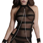 My Secret Drawer® Banded Mesh Chemise with Chains and Stockings