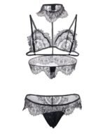Black Seductive Strappy Choker Lace Lingerie Bra Set by My Secret Drawer® espressoblues.com 32