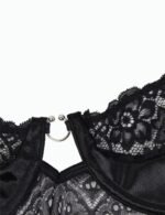 Black Satin Floral Soft Lace Apron Chemise With Thong by My Secret Drawer® espressoblues.com 51