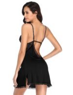 Black Satin Lace Rim Halter Bra and Stockings Set by My Secret Drawer® espressoblues.com 50