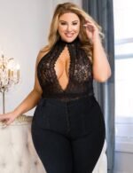 Faux Leather and Black Lace Garter Teddy With Choker Collar by My Secret Drawer® espressoblues.com 66