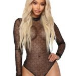 My Secret Drawer Long Sleeve Rhombus Mesh Teddy