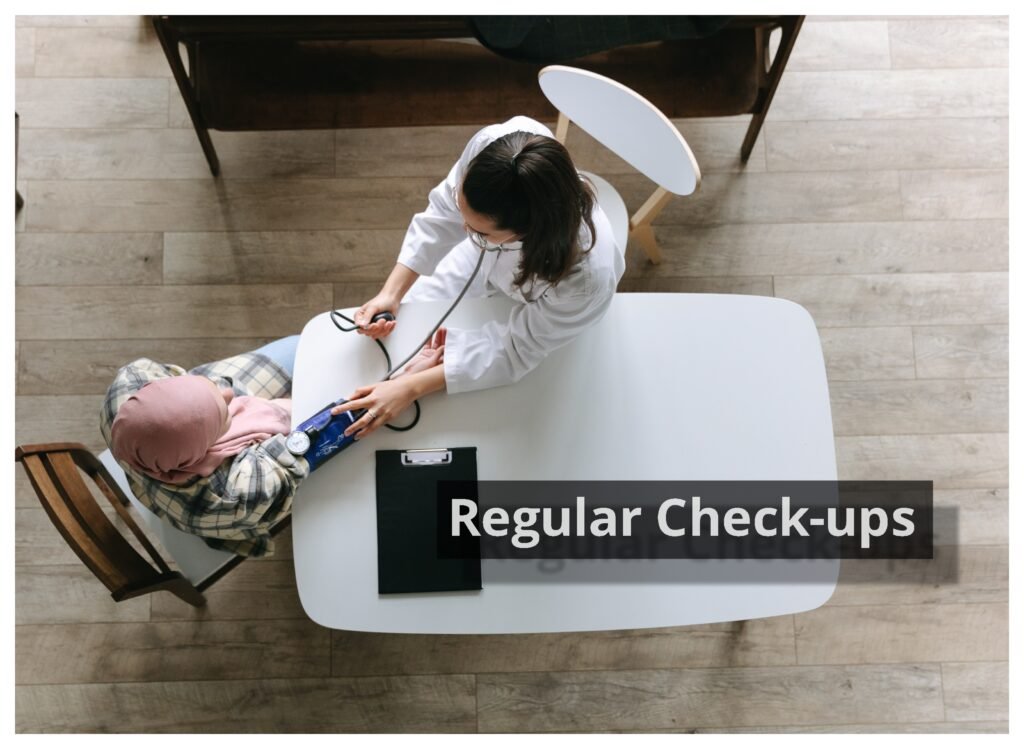 A senior on a regular checkup appointment with her doctor