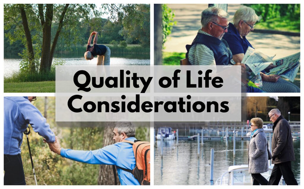 4 pictures showing quality of life of seniors