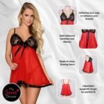 Lace, Satin and Sequin Trimmed Sheer Babydoll by My Secret Drawer®
