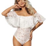 Lace Ruffle Off-The-Shoulder white
