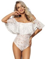Lace Ruffle Off-The-Shoulder white