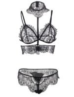 Seductive Strappy Choker Lace Bra Set