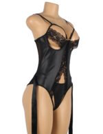 Confession Lace and Leatherette Underwire Teddy