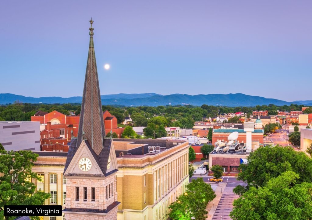 Roanoke, Virginia, USA downtown skyline at dawn