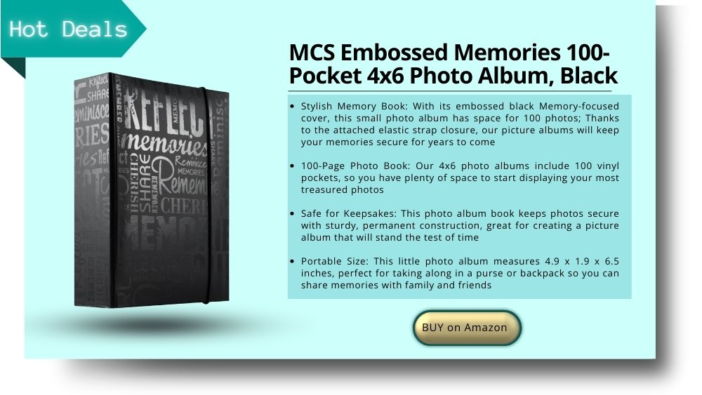 MCS Embossed Memories 100 pocket photo album black