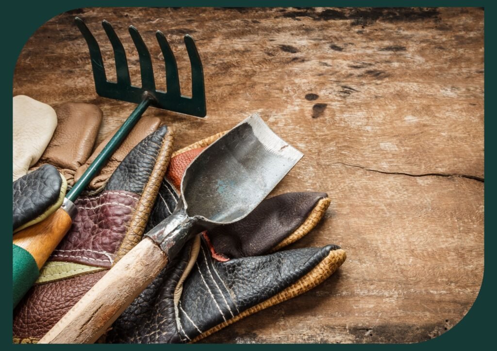Garden safety means more than avoiding cuts; gloves and hat protect.