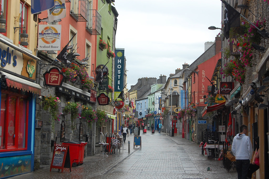 An image of shops along a Galway street.