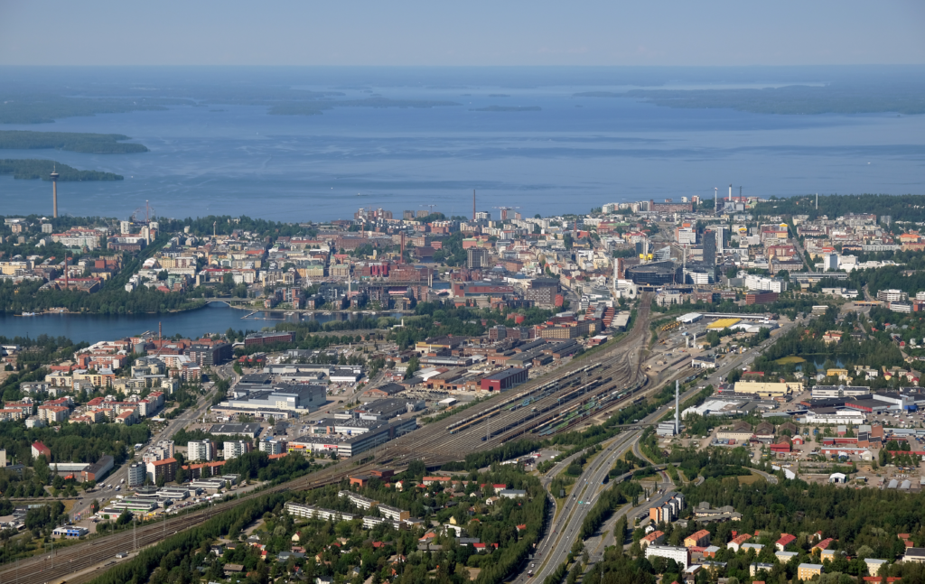 An aerial view of Tampere.