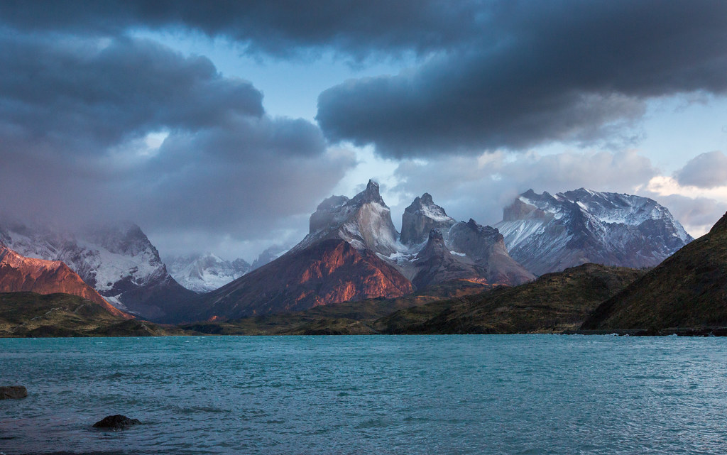 The mountain scape of the Torres Del Paine National Park in Chile