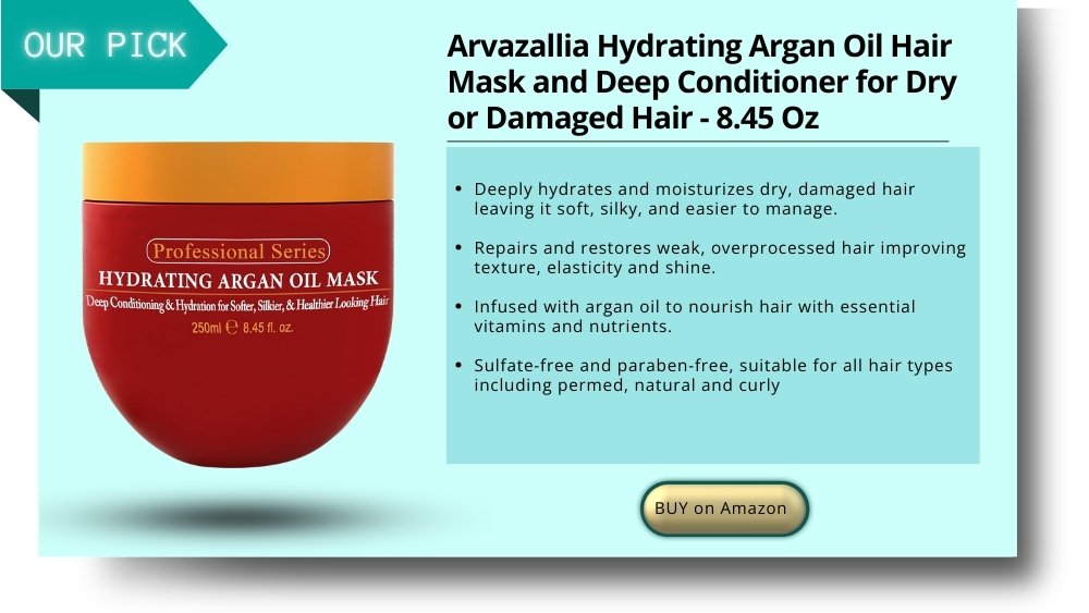 Arvazallia Hydrating Argan Oil Hair Mask and Deep Conditioner for Dry or Damaged Hair - 8.45 Oz