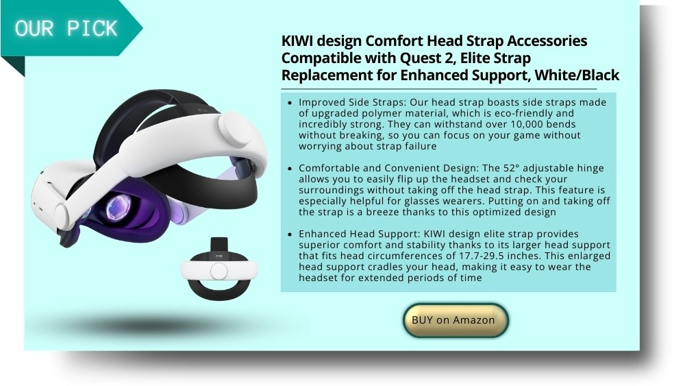 KIWI design Comfort Head Strap Accessories Compatible with Quest 2, Elite Strap Replacement for Enhanced Support, White/Black
