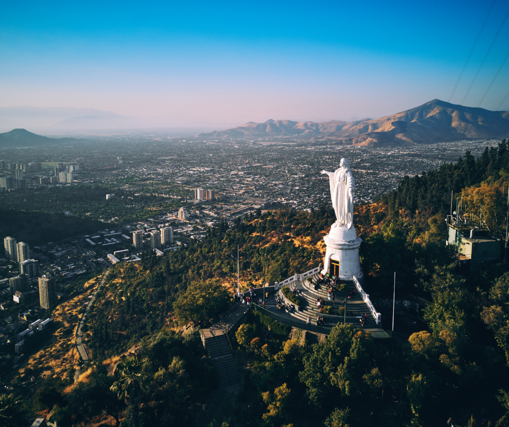 An aerial shot of the Cerro San Cristóbal peak.