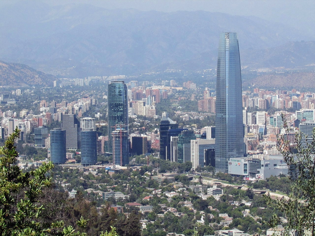 An aerial shot of Santiago chile.