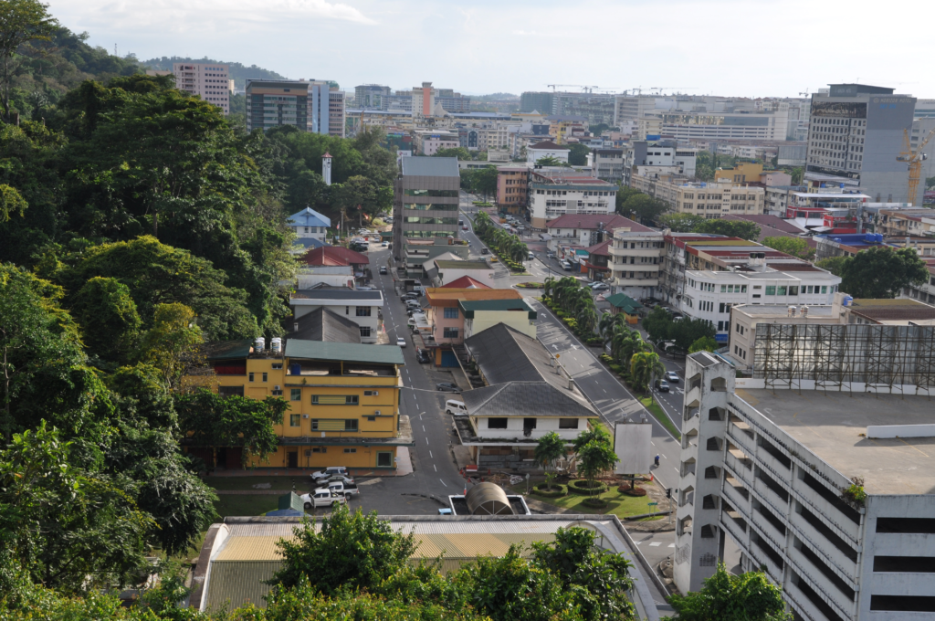 A top down view of the Kota Kinabalu downtown area.