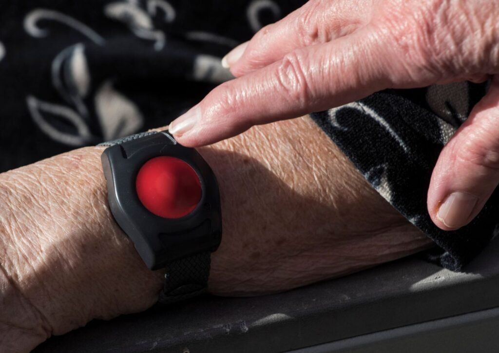 Medical alert systems provide quick access buttons to call for emergency help. 