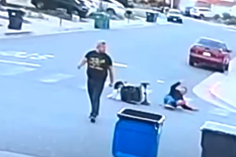After punching the senior, the offender walked away as if nothing had happened. The older man's little granddaughter was thrown out of her stroller during the attack.
