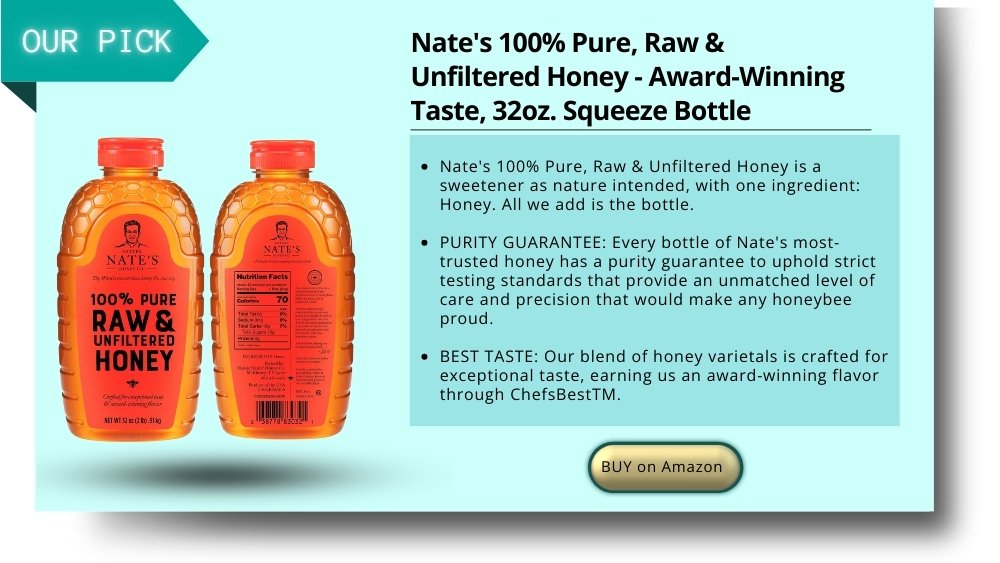 Nate's 100% Pure, Raw & Unfiltered Honey - Award-Winning Taste, 32oz. Squeeze Bottle
