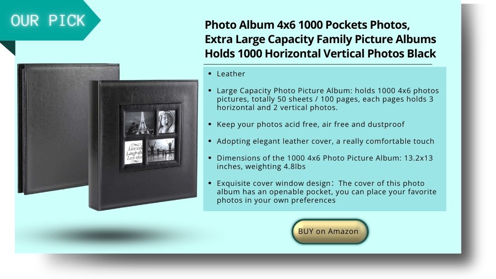 Photo Album 4x6 1000 Pockets Photos, Extra Large Capacity Family Picture Albums Holds 1000 Horizontal Vertical Photos Black
