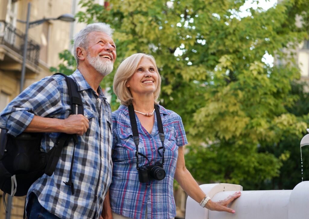 senior couple travelling