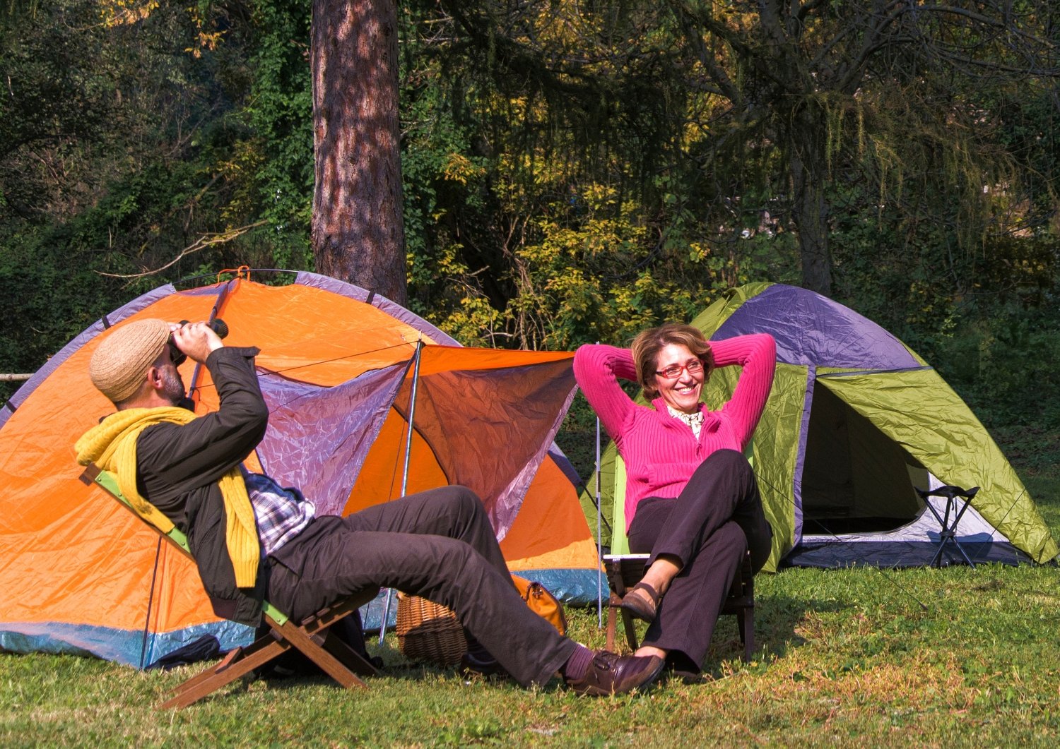 a senior couple on a camping adventure