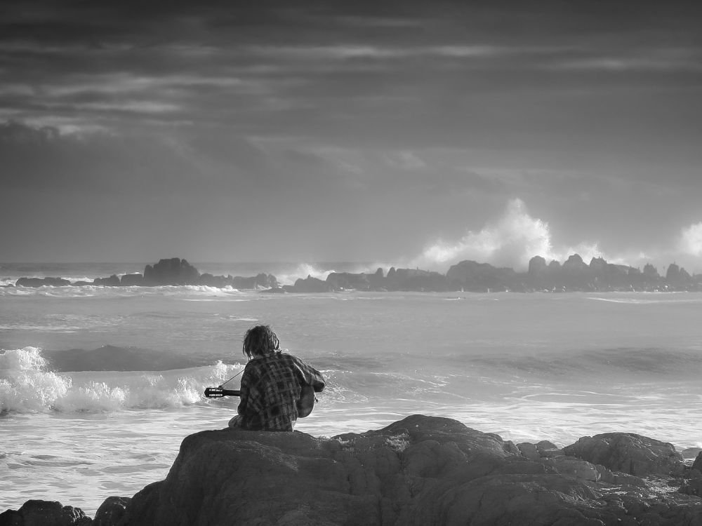 An image of a senior musicial during their travel.