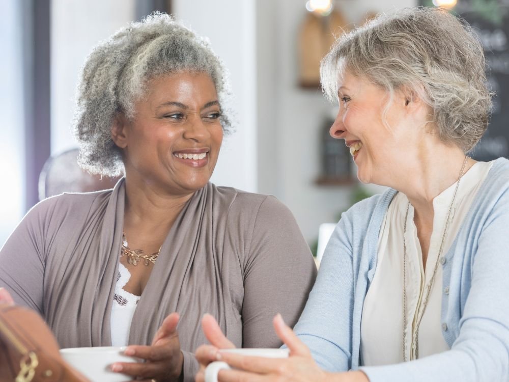 an image of senior women drinking coffee.