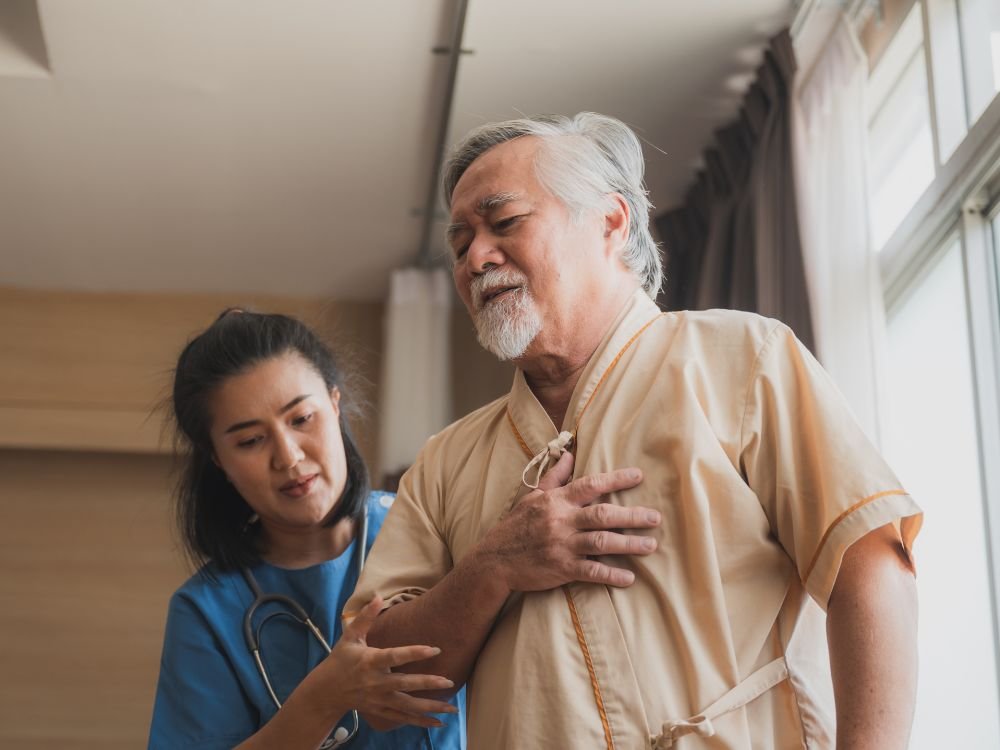 An image of a senior and a health service provider.